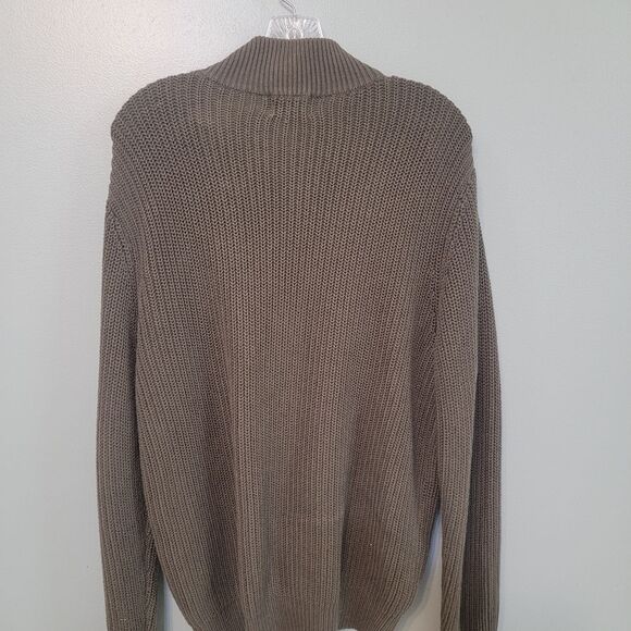 L.L. Bean Mens Mock Neck Green Sweater Cardigan Size‎ Medium - Picture 8 of 9